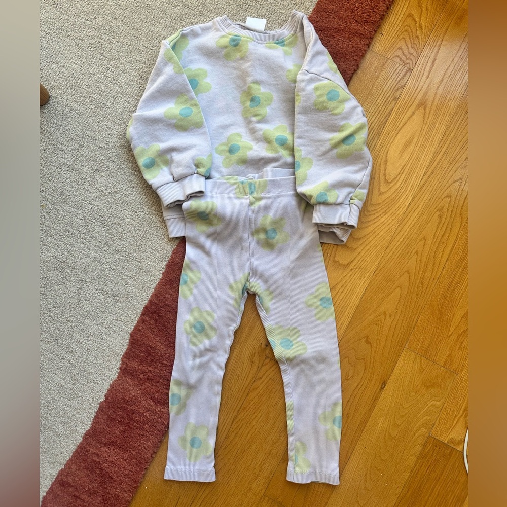 Zara Kids Lavender Floral Sweatshirt & Legging Set